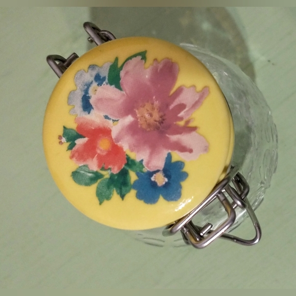 Two Ball Jars - Smooth & Quilted Glass, Metal Floral Lids - Picture 3 of 9